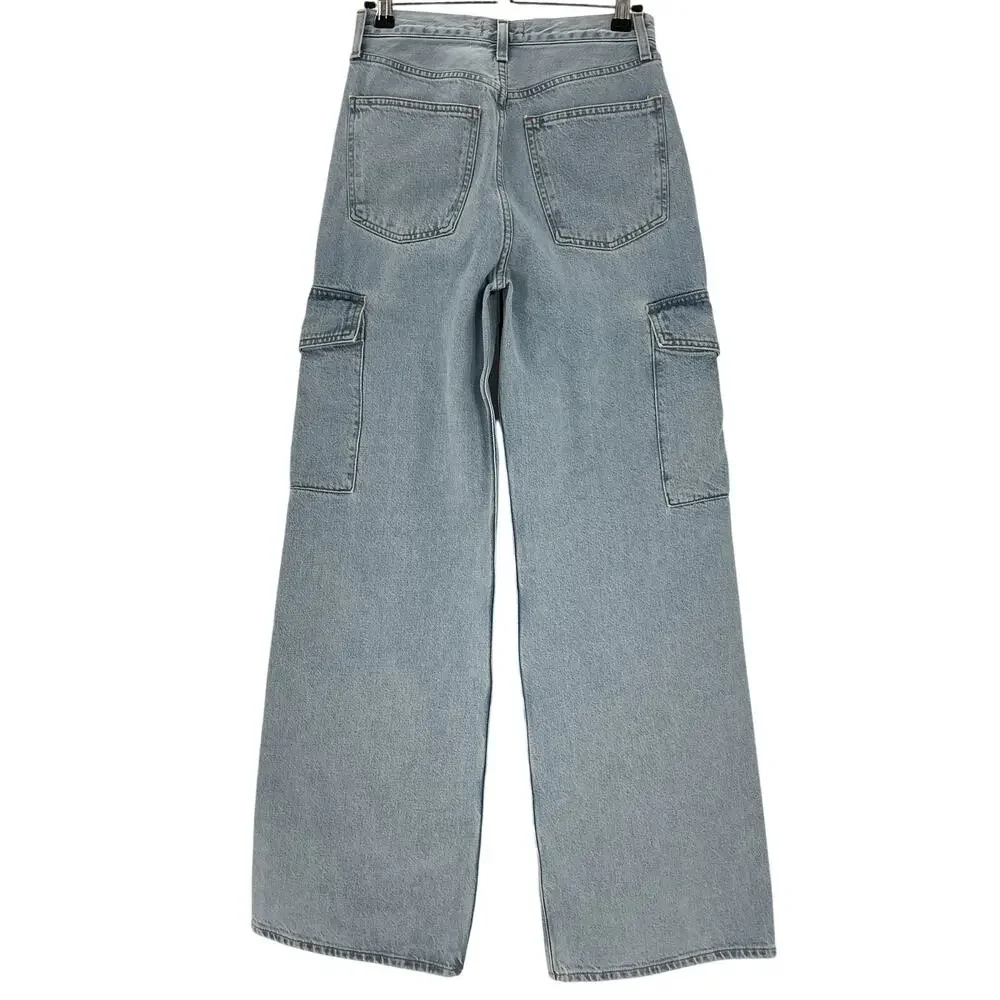 Agolde Relaxed Blue Minka Cargo Denim Jeans Size 25 - Picture 3 of 4